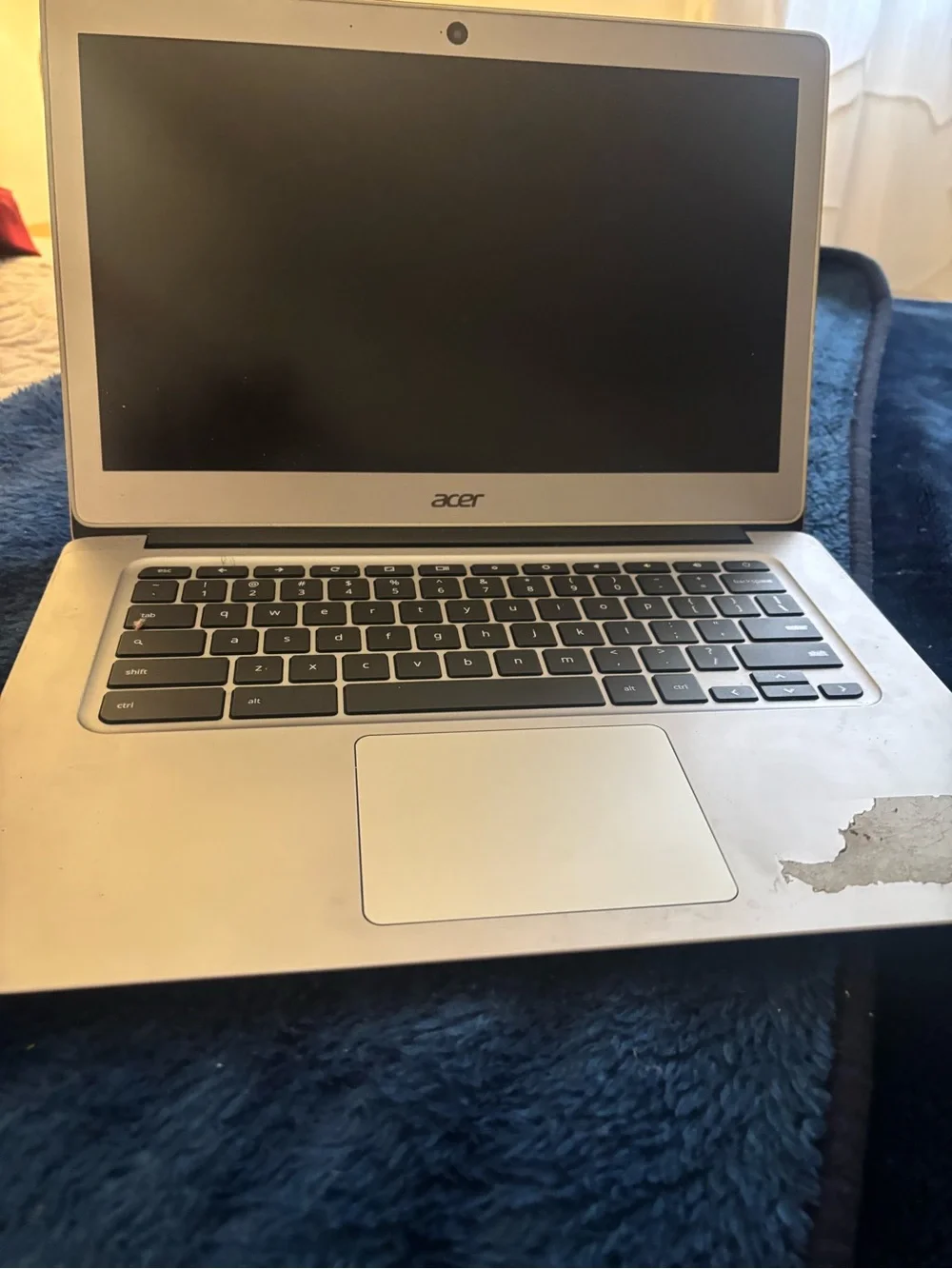 Acer Silver Chromebook Laptop - does not have charger